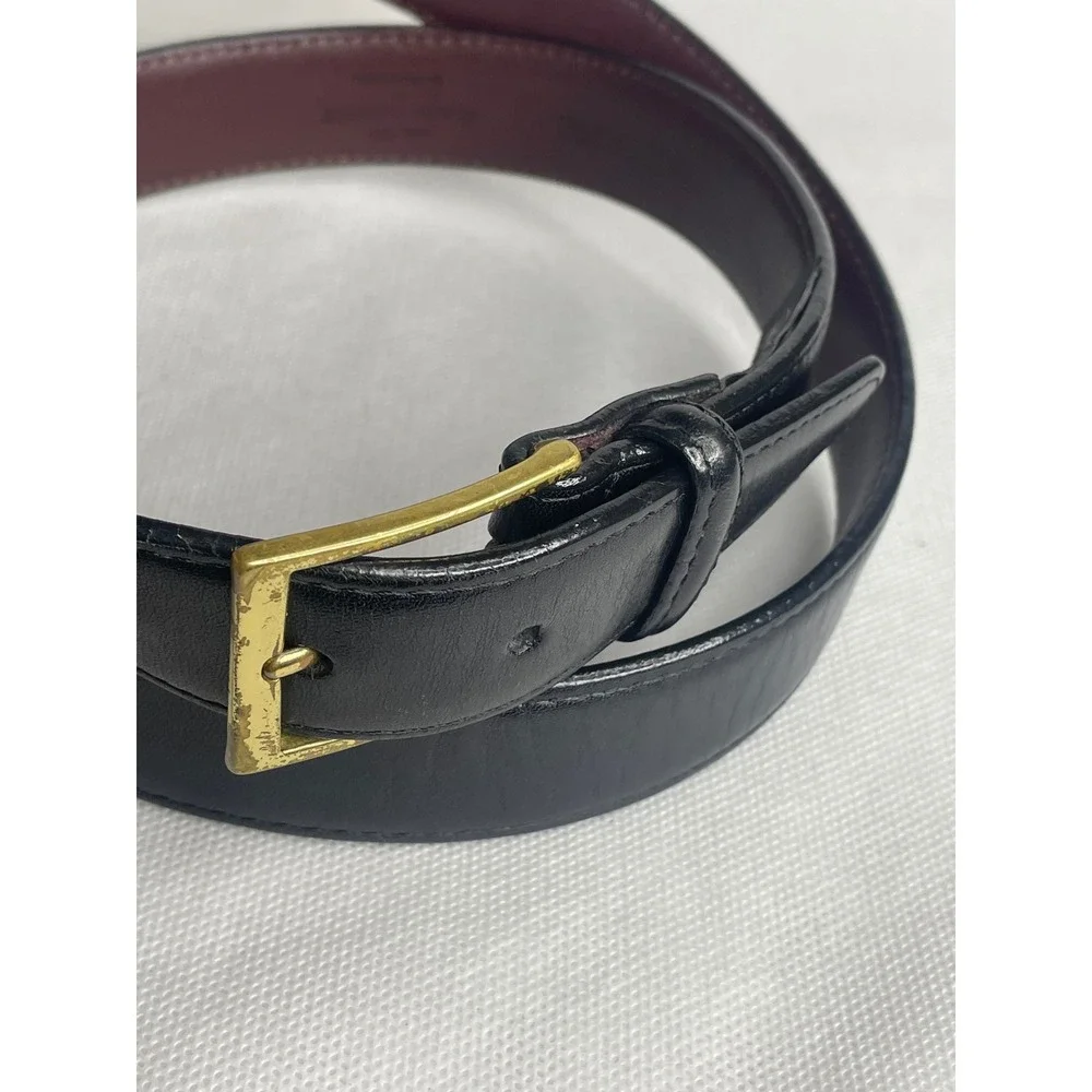 Vintage Brighton Aniline Glazed Leather Belt Size 42 Western Black Brass Buckle